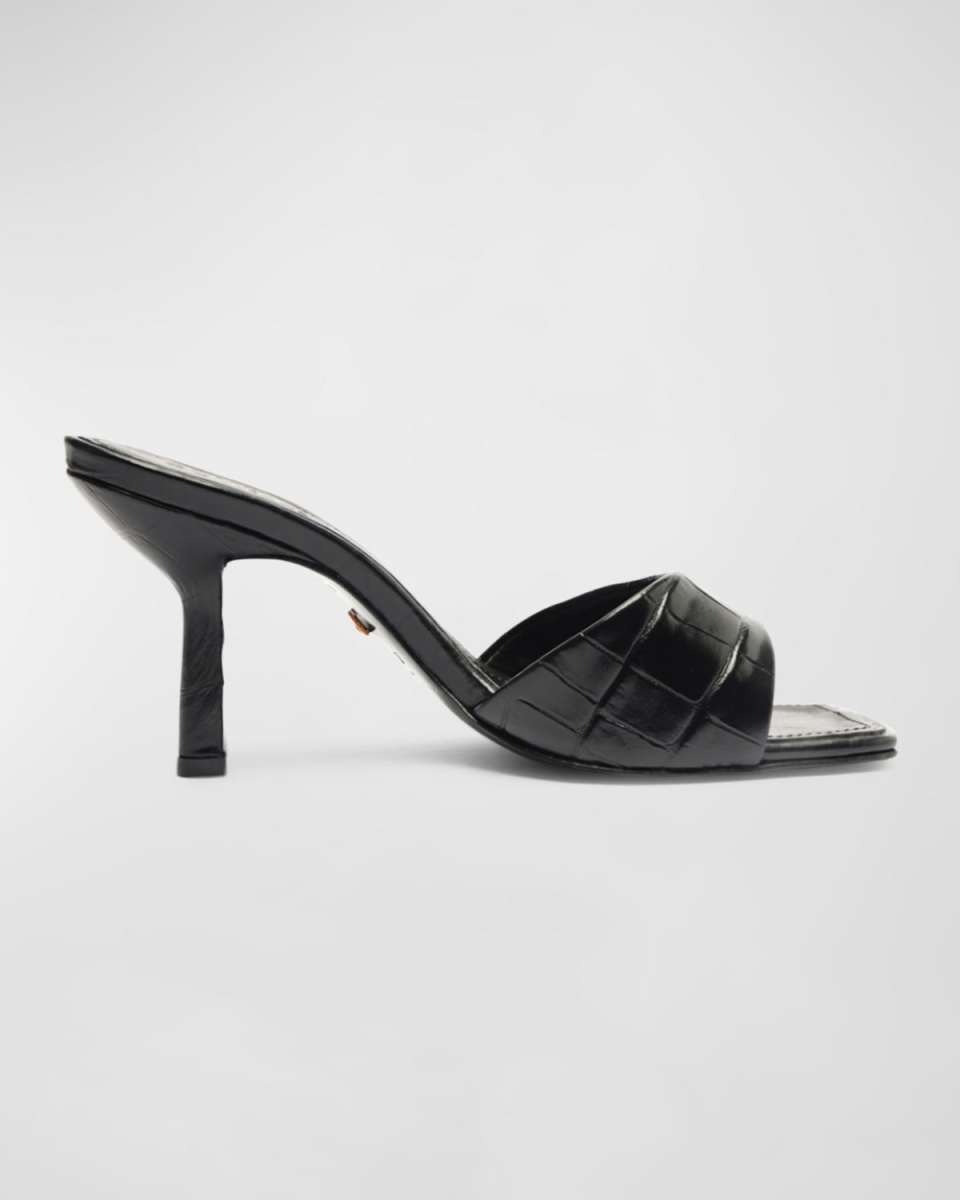 Posseni Croco Stiletto Slide Sandals